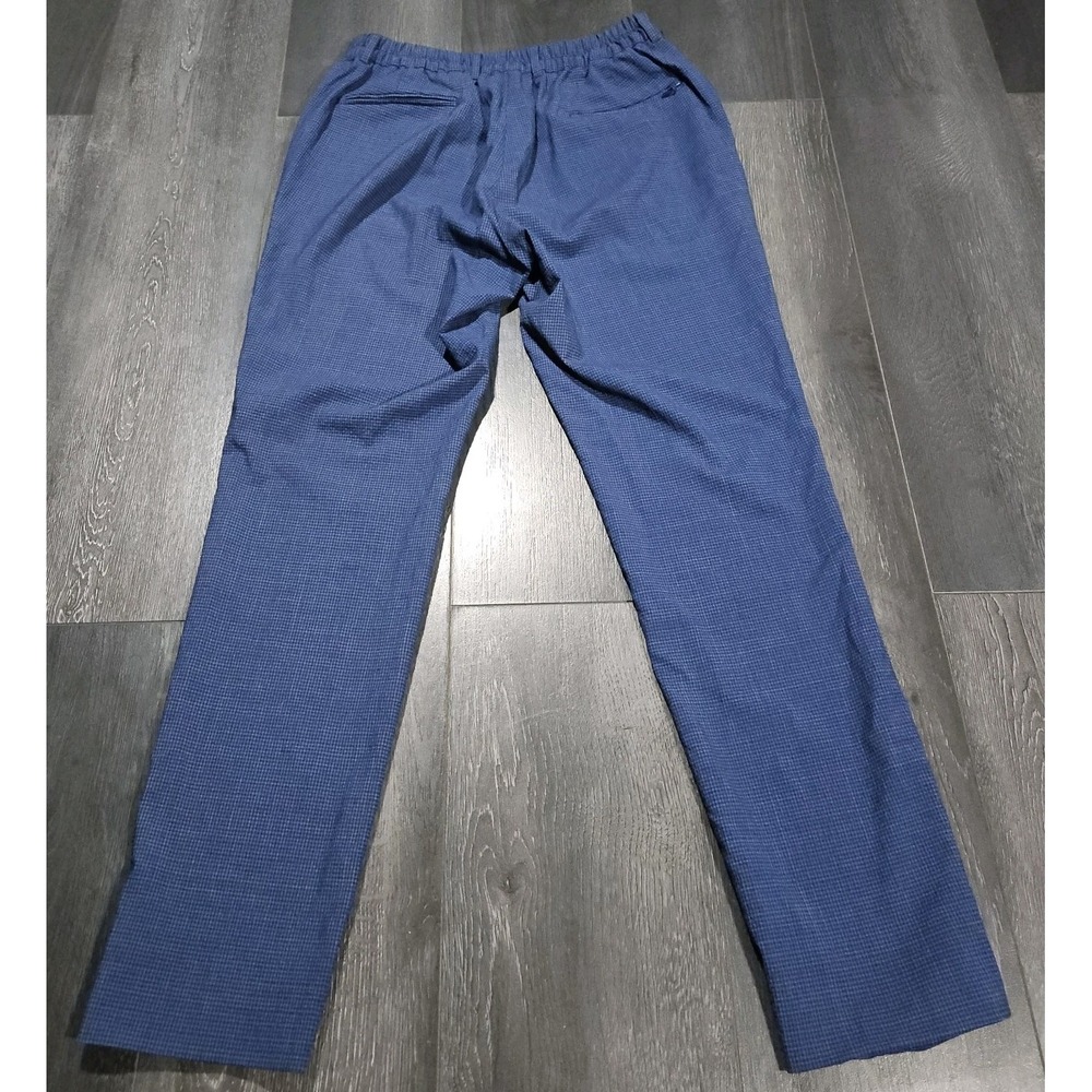 Ted Baker London Jem Pant Men 34x32 Blue Wool Blend Micro Check Elastic Waist - Picture 2 of 9